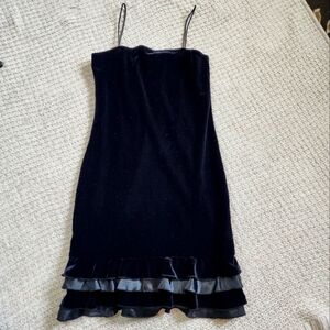 Vintage David Charles Velvet Ruffle Bottom Dress Size 10